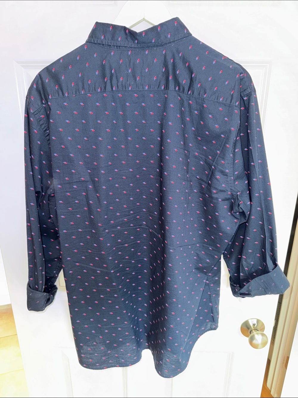 Banana Republic Navy Button-Down Shirt with Red Micro Motif - Picture 4 of 4